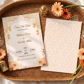 Elegant arabisk lykta Blommig Save The Date Inbjudningar