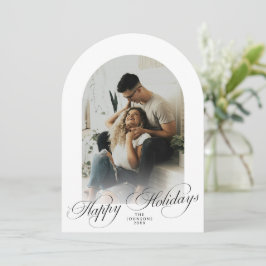 Elegant Arch 1 Photo Merry Christmas Holiday Card Inbjudningar