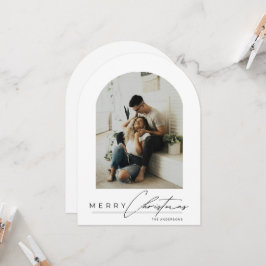 Elegant Arch 1 Photo Merry Christmas Holiday Card Inbjudningar