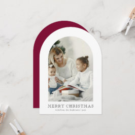 Elegant Arch 1 Photo Red Christmas Holiday Card Inbjudningar
