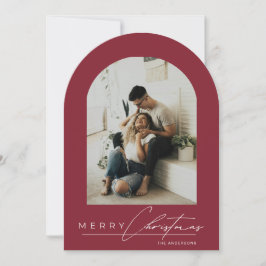 Elegant Arch 1 Photo Red Christmas Holiday Card Inbjudningar