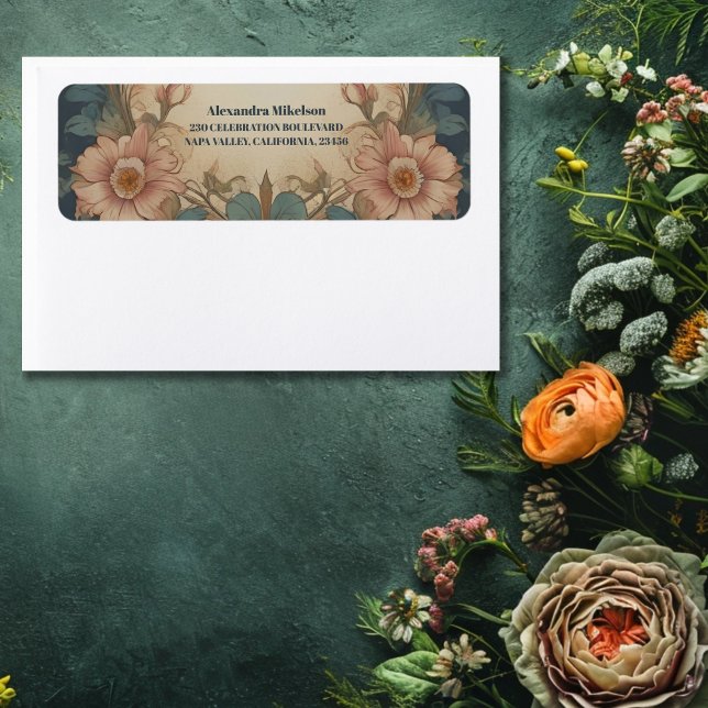 Elegant Arch Art Nouveau Bröllopsdusch Returadress Etikett (Skapare uppladdad)