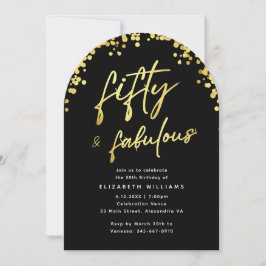 Elegant Arch Black 50 och Fabulous Birthday Inbjudningar