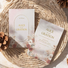 Elegant Arch Boho Floral Soft Pink Modern Wedding Inbjudningar