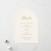 Elegant Arch Bröllopsdetaljkort | Minimal Ivory