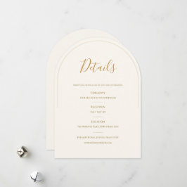 Elegant Arch Bröllopsdetaljkort | Minimal Ivory Julkort