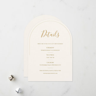 Elegant Arch Bröllopsdetaljkort | Minimal Ivory Julkort