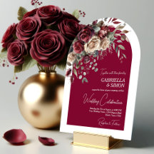 Elegant Arch Burgundy & Cream Ro Bröllop