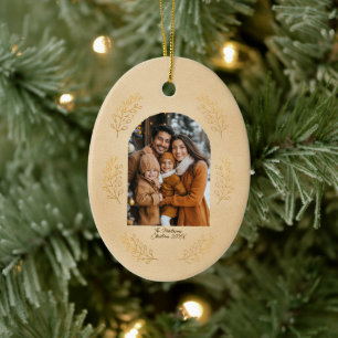 Elegant Arch Familjefoto och blad jul Julgransprydnad Keramik