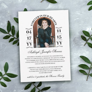 Elegant Arch Foto För evigt i våra hjärtan Död Meddelande