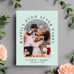 Elegant Arch Foto Mint Bröllopsmottagning Inbjudan<br><div class="desc">Modern och elegant mintgrön elopement eller privat bröllopsannonsering och mottagningsinbjudan postkort som visar ditt bröllopsdag foto i en ark ram,  "Happily Ever After Party" i elegant typografi och dina förnamn och bröllopsdatum. På baksidan kan du anpassa ditt meddelande och lägga till dina namn i ett signaturliknande skript.</div>