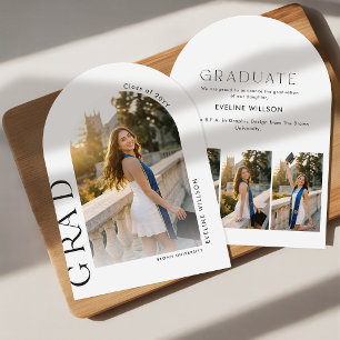 Elegant Arch Fotokollage Examenstillkännagivande Inbjudningar