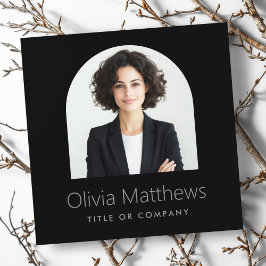 Elegant Arch-fotomodern professionell svart Fyrkantigt Visitkort