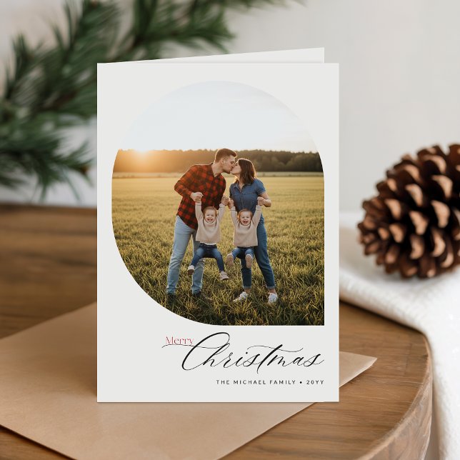 Elegant Arch Frame Photo Folded Holiday Card Helgkort (Skapare uppladdad)