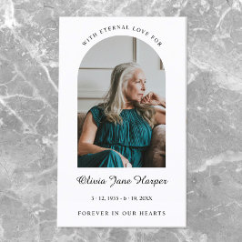 Elegant Arch Funeral Prayer Photo Visitkort
