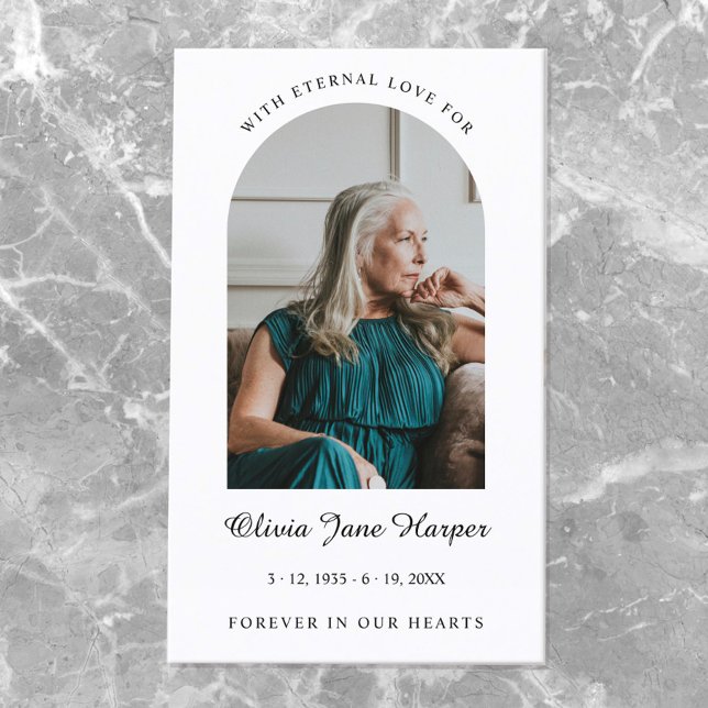 Elegant Arch Funeral Prayer Photo Visitkort (Skapare uppladdad)