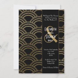 Elegant Arch Gatsby Art Deco 1920-tal Svart & Guld Inbjudningar