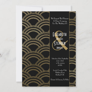 Elegant Arch Gatsby Art Deco 1920-tal Svart & Guld Inbjudningar