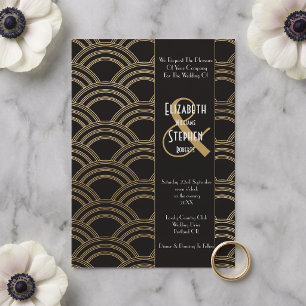 Elegant Arch Gatsby Art Deco 1920-tal Svart & Guld Inbjudningar
