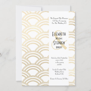 Elegant Arch Gatsby Art Deco 1920-tal Vitt & Guld Inbjudningar