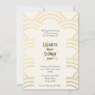 Elegant Arch Gatsby Art Deco 1920's Ivory & Guld Inbjudningar