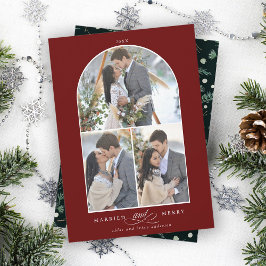 Elegant Arch gift och Merry 3 Photo Deep Red Julkort