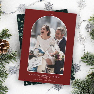 Elegant Arch gift och Merry Photo Red Julkort