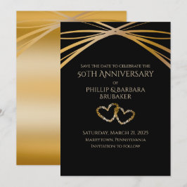 Elegant Arch Golden 50th Anniversary Save the Date Inbjudningar