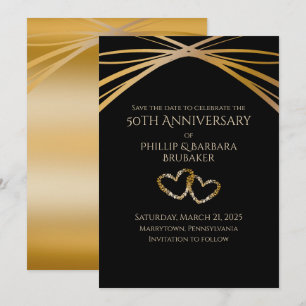 Elegant Arch Golden 50th Anniversary Save the Date Inbjudningar