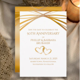 Elegant Arch Golden 50th Anniversary Save the Date Spara Datumet