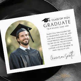 Elegant Arch, klassisk vit fotohatt studenten Tack Kort
