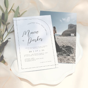 Elegant Arch & Modern Calligraphy Photo Bröllop Inbjudningar