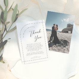 Elegant Arch & Modern Calligraphy Photo Bröllop Tack Kort
