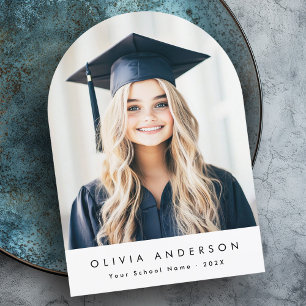 Elegant Arch, modernt fotomeddelande från studente Inbjudningar