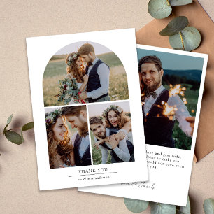 Elegant Arch Multi Photo Collage Bröllop Tack Kort