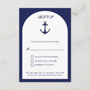 Elegant Arch Navy & White Nautical Bröllop OSA Tilläggskort