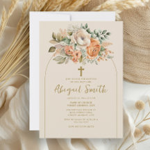 Elegant Arch Peach Blommigt Flicka Baptism
