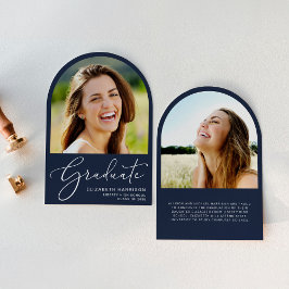 Elegant Arch Photo Blue Studenten annons Inbjudningar