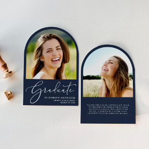 Elegant Arch Photo Blue Studenten annons Inbjudningar