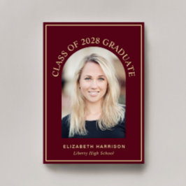 Elegant Arch Photo Burgundy Guld Studenten Meddelande