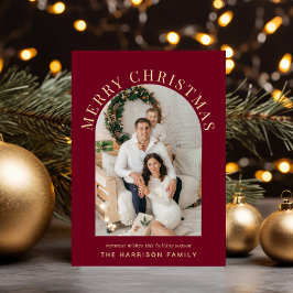 Elegant Arch Photo God jul Burgundy Julkort