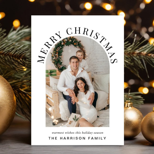 Elegant Arch Photo God jul Helgdag Kort (Share the love and warmth of the holiday season with this personalized photo folded Christmas card)