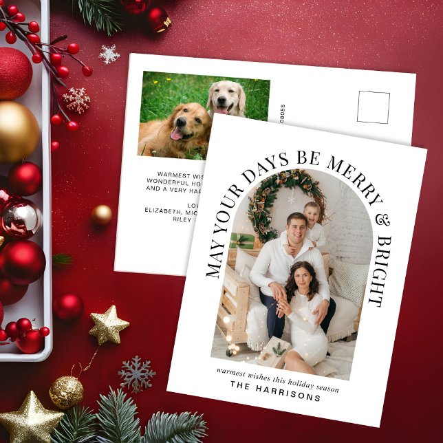 Elegant Arch Photo Merry Bright jul Helg Vykort (Skapare uppladdad)