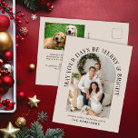 Elegant Arch Photo Merry och Bright jul Helg Vykort<br><div class="desc">God jul-vykort med ditt foto i en båge ram omgiven av "May Your Days Be Merry & Bright" i elegant typografi och ditt namn i enkel modern typografi. På motsatt sida lägger du till ytterligare ett foto och anpassar din Julhälsningar.</div>
