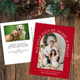 Elegant Arch Photo Merry och Bright Red God Jul Helg Vykort