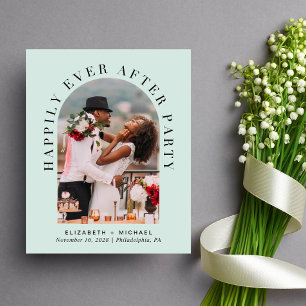 Elegant Arch Photo Mint Wedding Reception Inbjudan