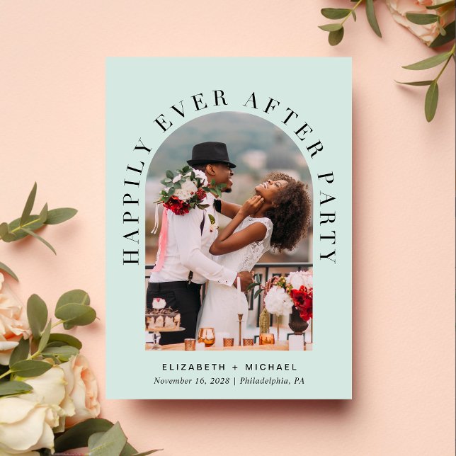 Elegant Arch Photo Mint Wedding Reception Inbjudningar (Skapare uppladdad)