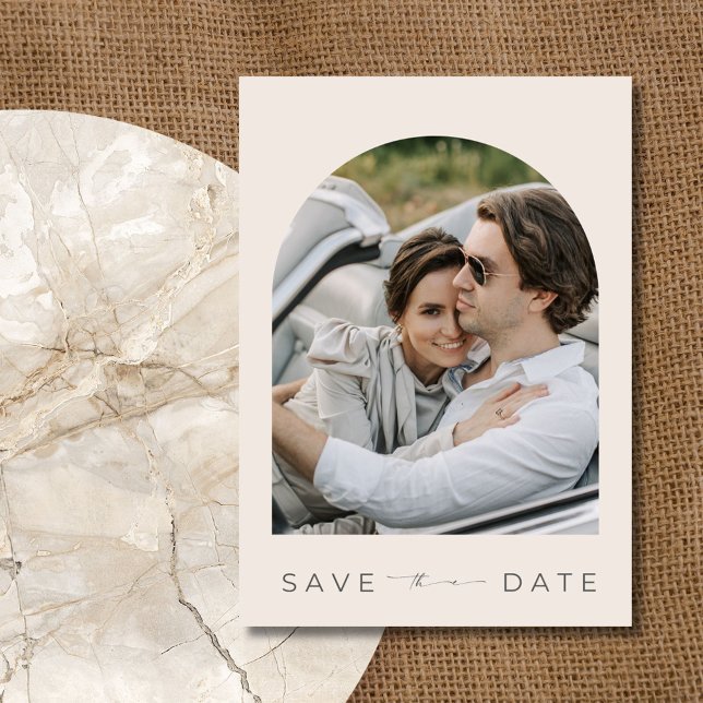 Elegant Arch Photo Modern Bröllop Spara Datumet (Elegant Arch Photo Modern Wedding Save The Date)