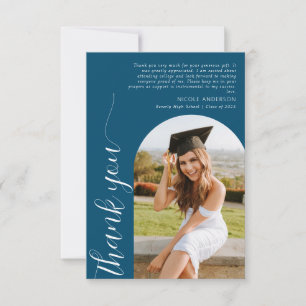Elegant Arch Photo Script Studenten Teal Blue Tack Kort