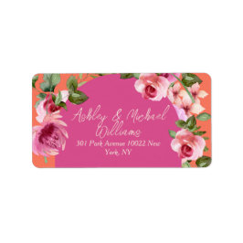 Elegant Arch Ram Rosa och Orange Blommigt Bröllop Adressetikett